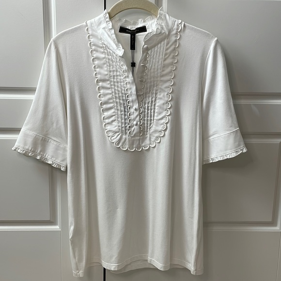 BCBGMaxAzria | Tops | Bcbg Nwt Ruffle Collar Tee Victorian Blouse ...